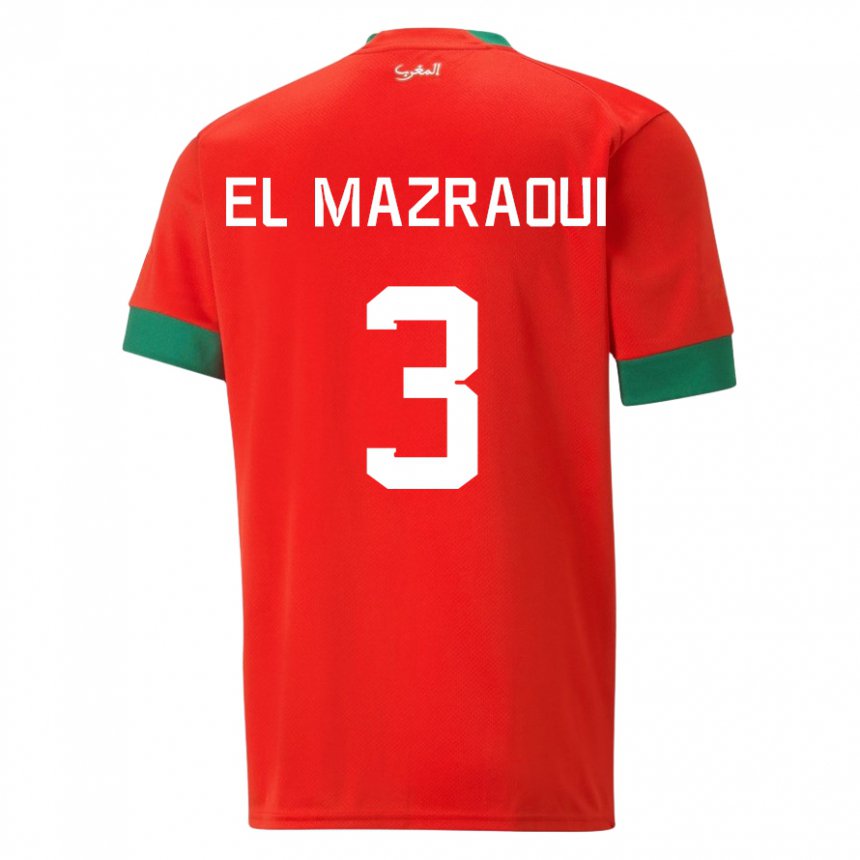 Pánské Marocká Noussair El Mazraoui #3 Červené Domů Hráčské Dresy 22-24 Dres