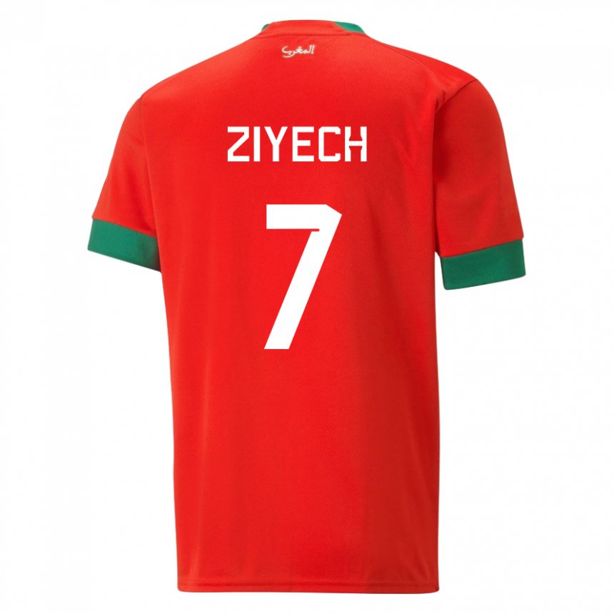 Pánské Marocká Hakim Ziyech #7 Červené Domů Hráčské Dresy 22-24 Dres