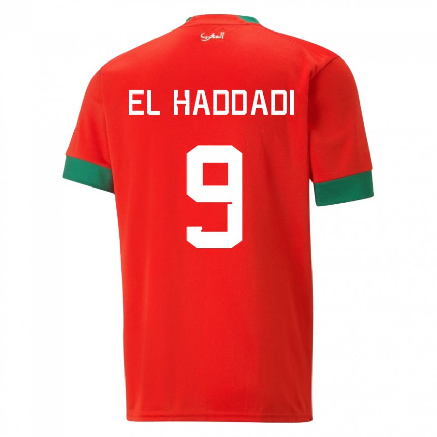 Pánské Marocká Munir El Haddadi #9 Červené Domů Hráčské Dresy 22-24 Dres