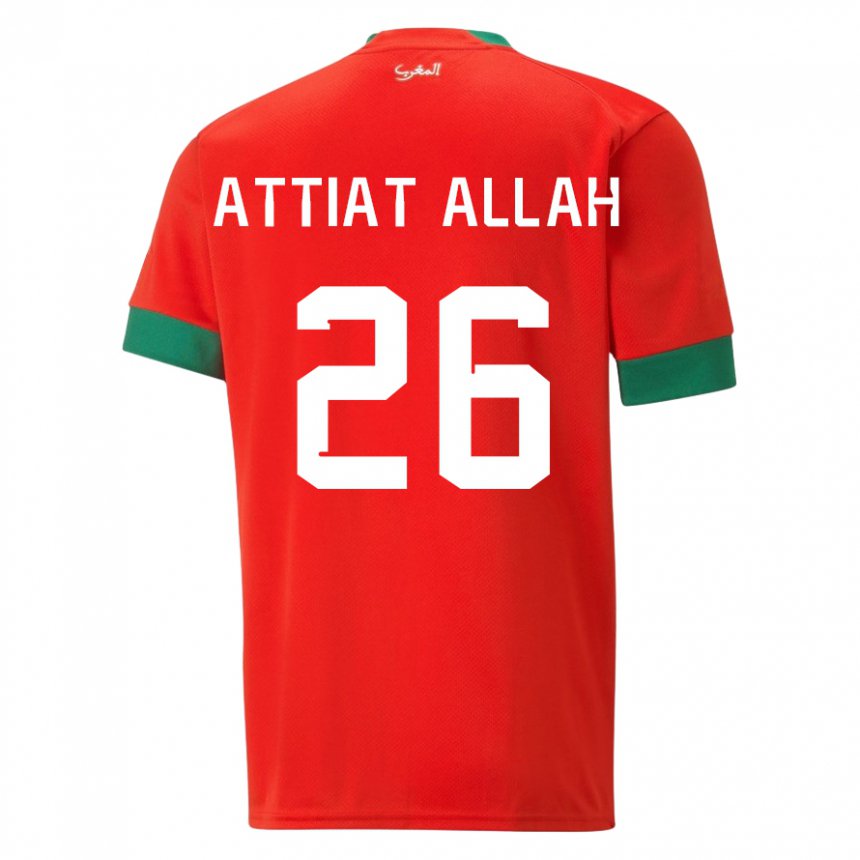 Pánské Marocká Yahia Attiat-allah #26 Červené Domů Hráčské Dresy 22-24 Dres
