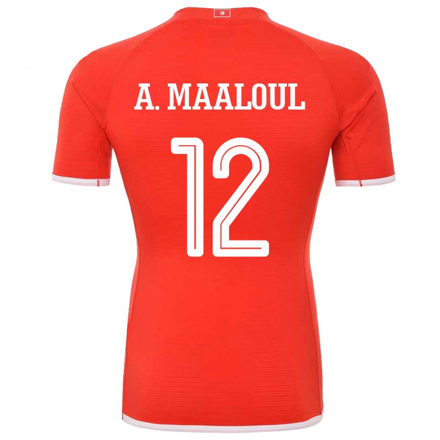 Pánské Tuniská Ali Maaloul #12 Červené Domů Hráčské Dresy 22-24 Dres