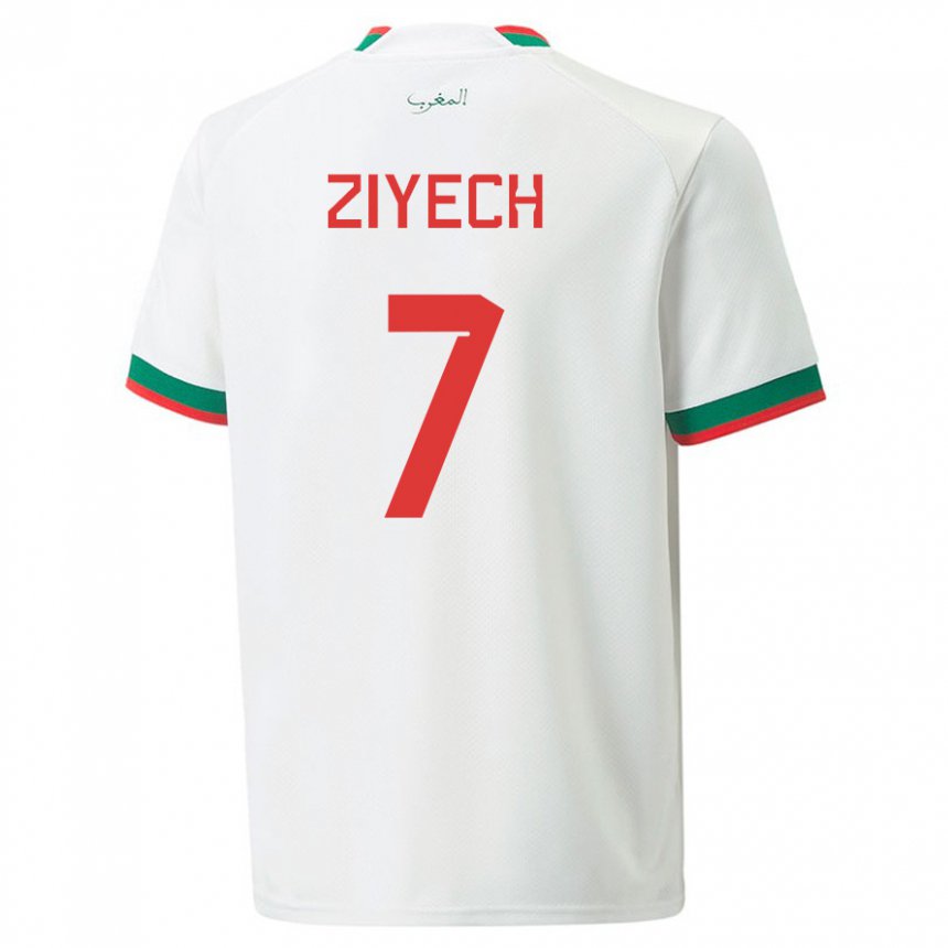 Pánské Marocká Hakim Ziyech #7 Bílý Daleko Hráčské Dresy 22-24 Dres