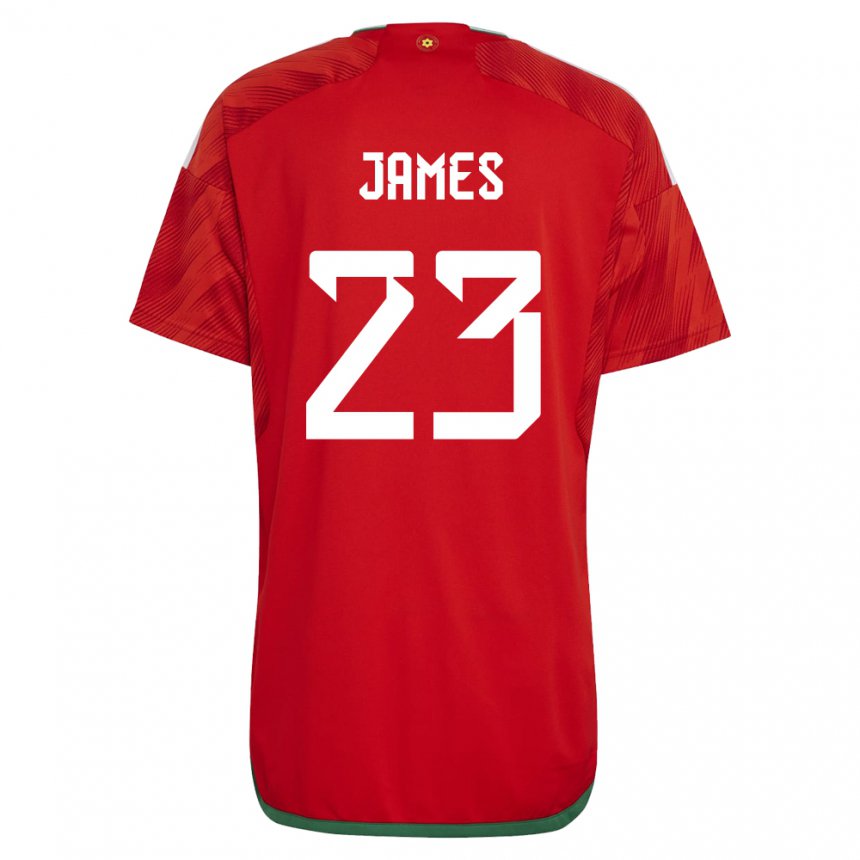 Dámské Velšská Jordan James #23 Červené Domů Hráčské Dresy 22-24 Dres