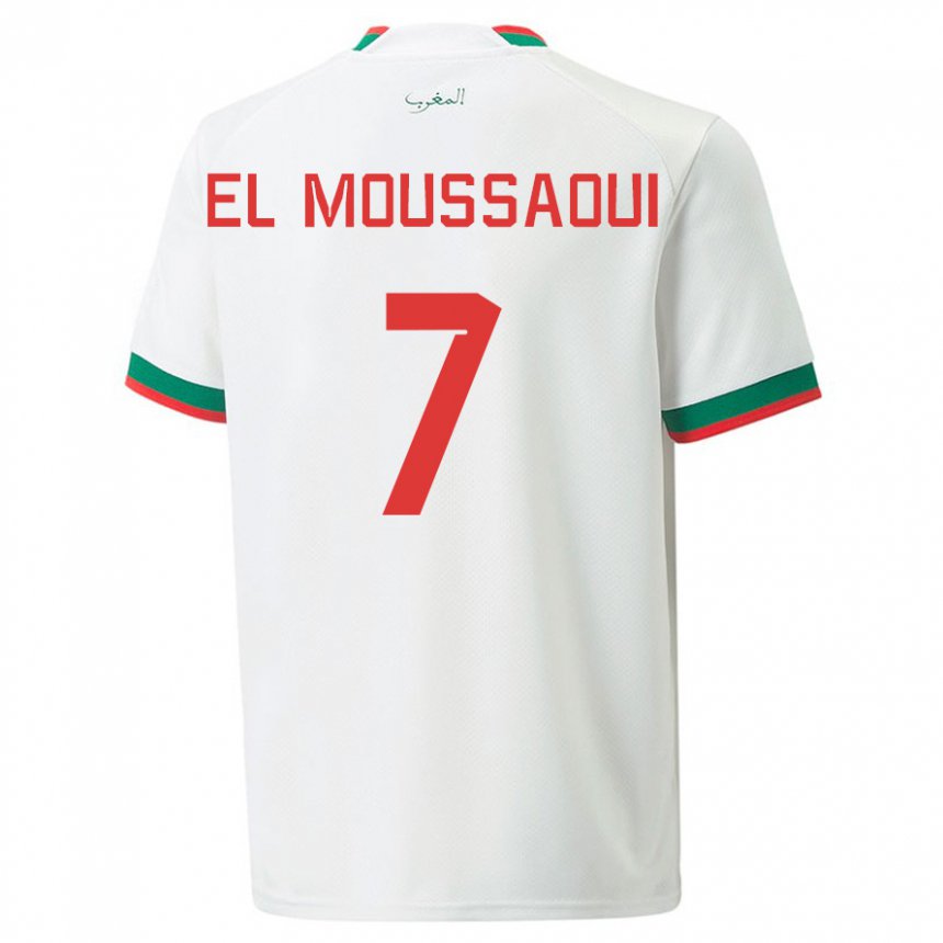 Dámské Marocká Hamza El Moussaoui #7 Bílý Daleko Hráčské Dresy 22-24 Dres