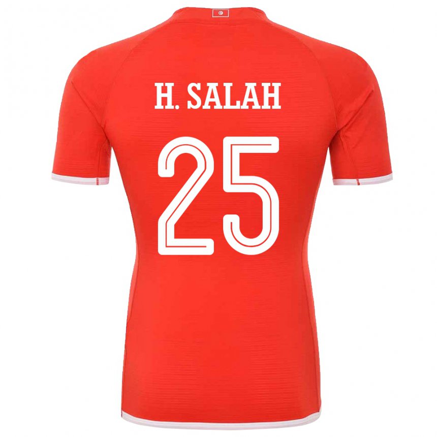 Dětské Tuniská Heni Ben Salah #25 Červené Domů Hráčské Dresy 22-24 Dres