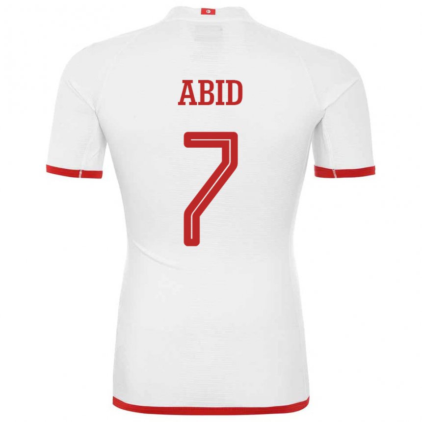 Dětské Tuniská Aziz Abid #7 Bílý Daleko Hráčské Dresy 22-24 Dres