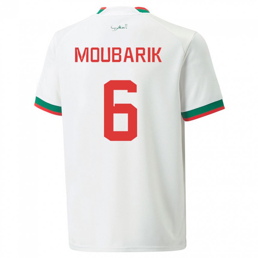 Dětské Marocká El Mehdi Moubarik #6 Bílý Daleko Hráčské Dresy 22-24 Dres