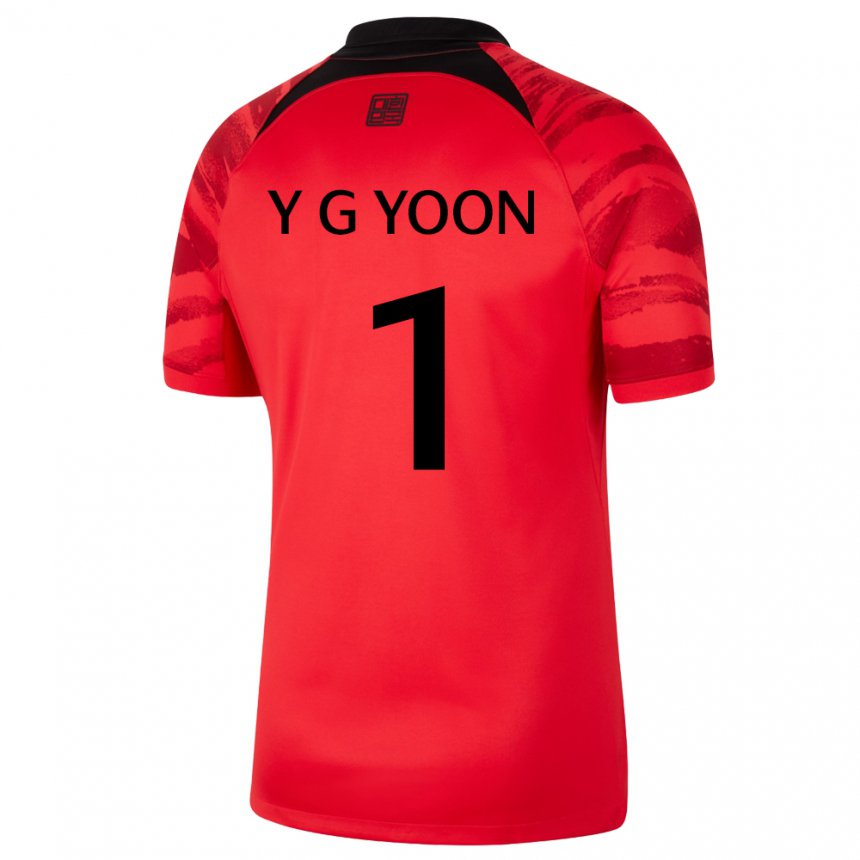 Pánské Jihokorejská Yoon Young Geul #1 červená černá Domů Hráčské Dresy 22-24 Dres