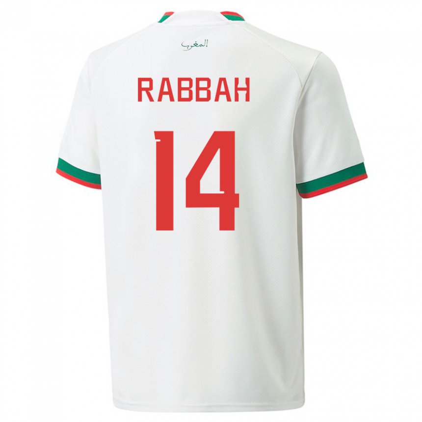 Pánské Marocká Aziza Rabbah #14 Bílý Daleko Hráčské Dresy 22-24 Dres