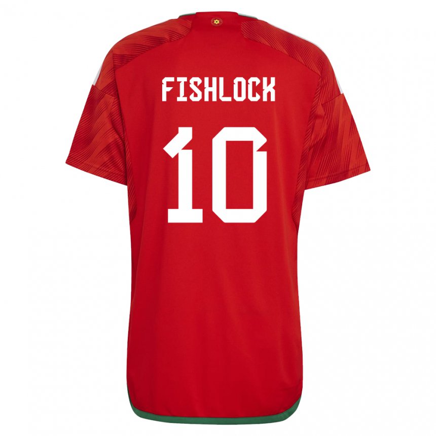 Dámské Velšská Jessica Fishlock #10 Červené Domů Hráčské Dresy 22-24 Dres