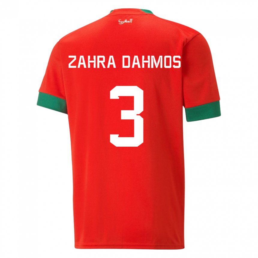 Dámské Marocká Fatima Zahra Dahmos #3 Červené Domů Hráčské Dresy 22-24 Dres