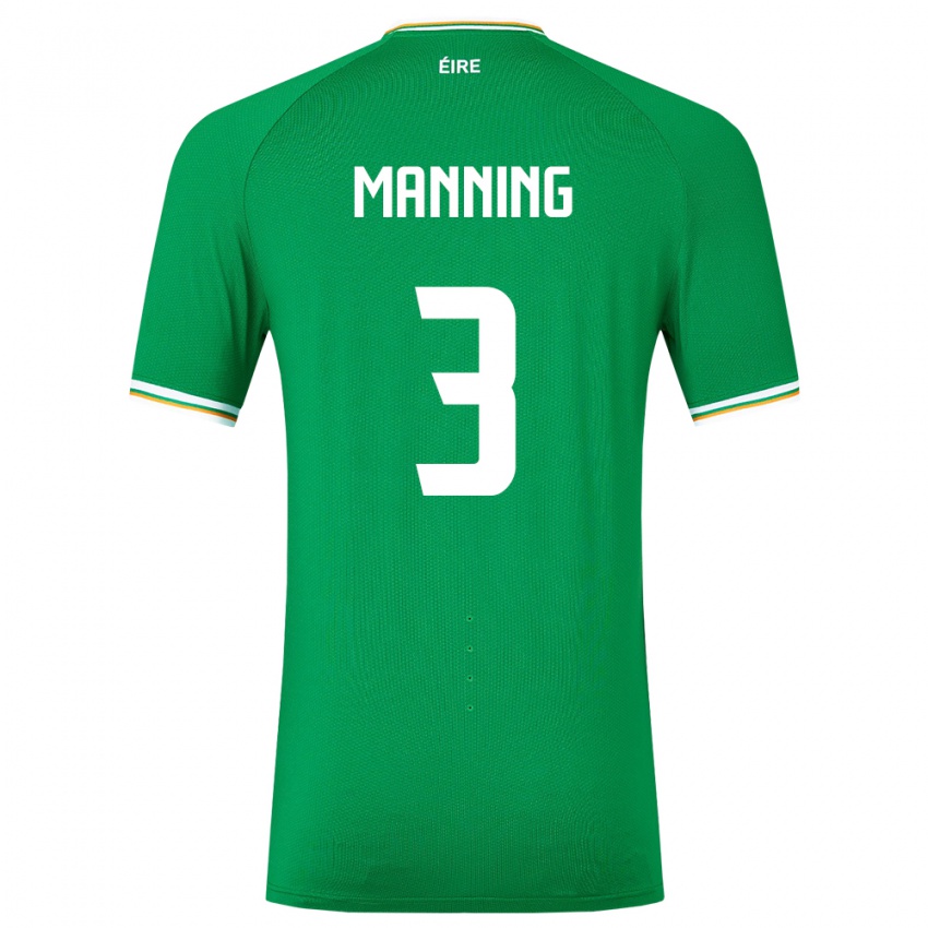 Dětské Irsko Ryan Manning #3 Zelená Domů Hráčské Dresy 24-26 Dres