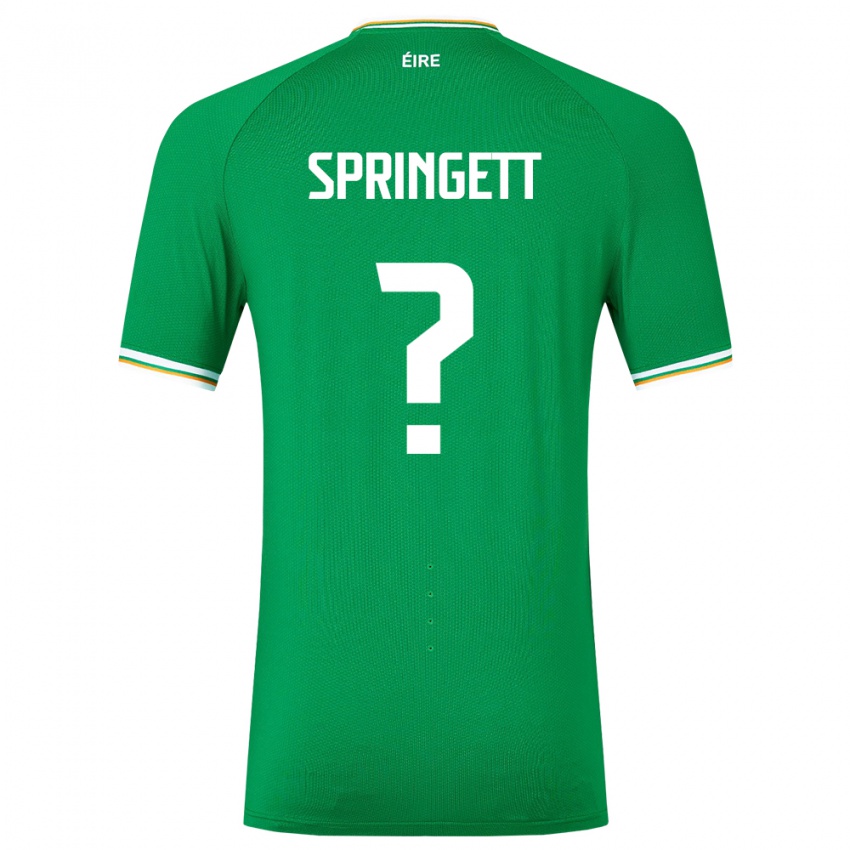 Dětské Irsko Tony Springett #0 Zelená Domů Hráčské Dresy 24-26 Dres