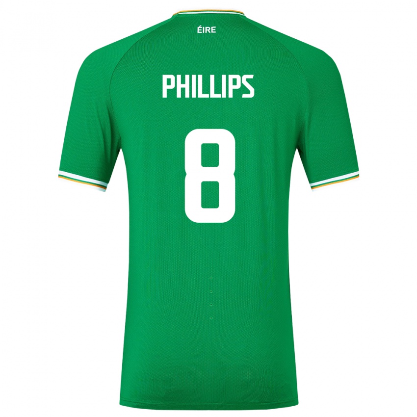Dětské Irsko Killian Phillips #8 Zelená Domů Hráčské Dresy 24-26 Dres