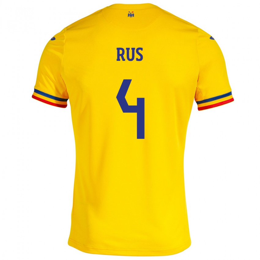 Dámské Rumunsko Adrian Rus #4 Žlutá Domů Hráčské Dresy 24-26 Dres