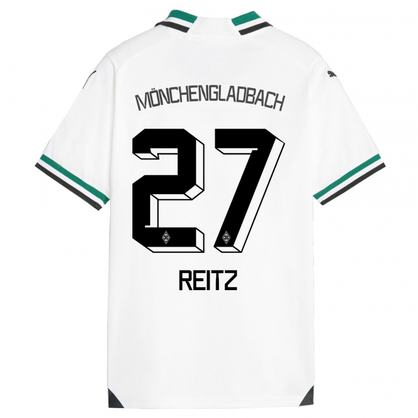Dětské Rocco Reitz #27 Bílá Zelená Domů Hráčské Dresy 2023/24 Dres