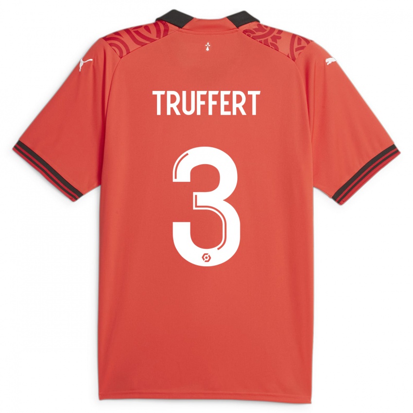 Dětské Adrien Truffert #3 Červené Domů Hráčské Dresy 2023/24 Dres