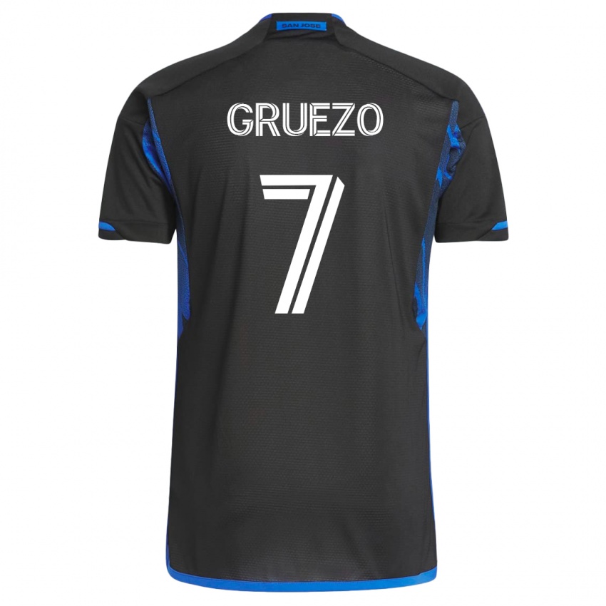 Dětské Carlos Gruezo #7 Modrá, Černá Domů Hráčské Dresy 2023/24 Dres