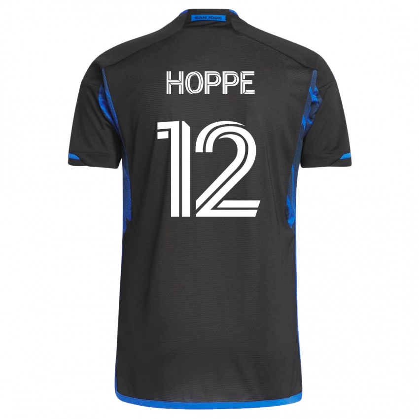 Dětské Matthew Hoppe #12 Modrá, Černá Domů Hráčské Dresy 2023/24 Dres
