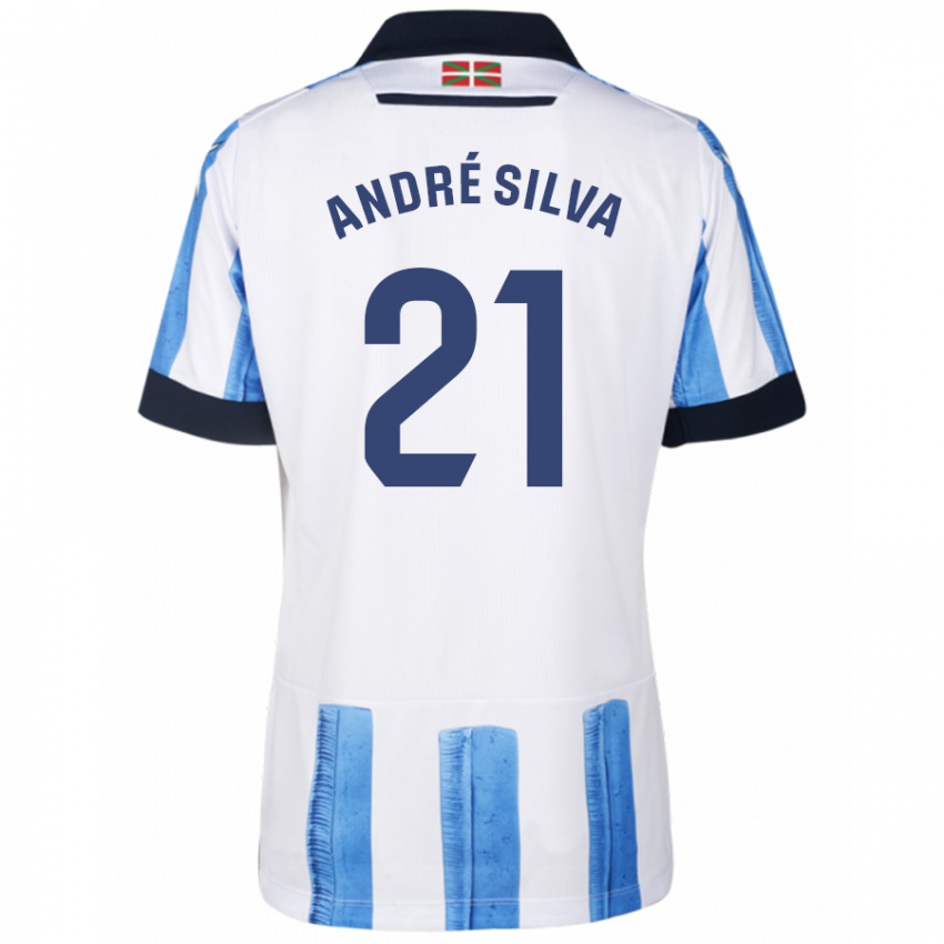 Dětské Andre Silva #21 Modrá Bílá Domů Hráčské Dresy 2023/24 Dres