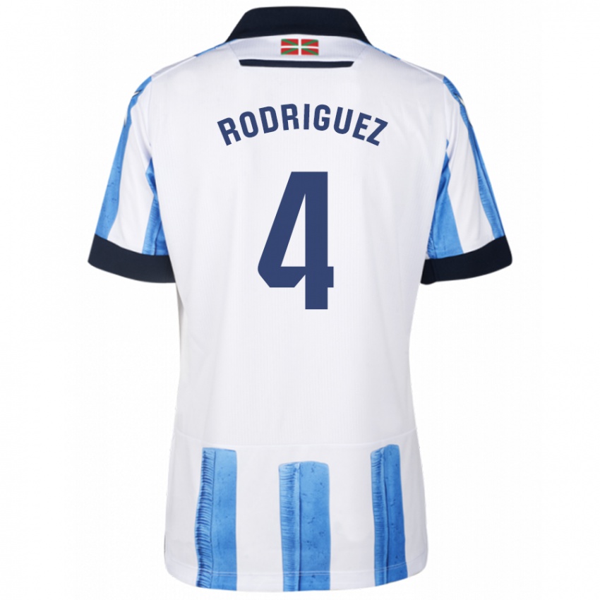 Dětské Peru Rodríguez #4 Modrá Bílá Domů Hráčské Dresy 2023/24 Dres