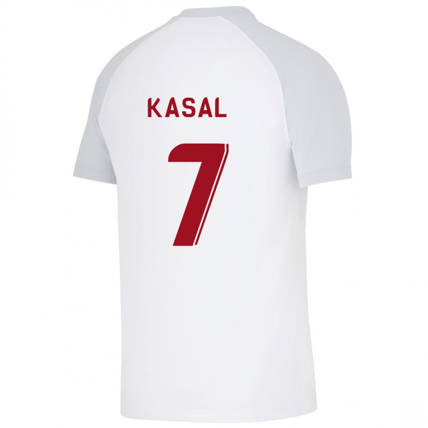 Dětské Yasin Kasal #7 Bílý Daleko Hráčské Dresy 2023/24 Dres
