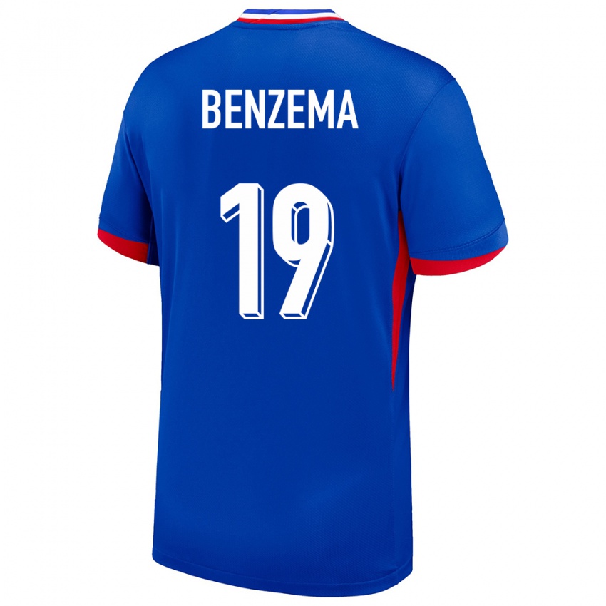 Dětské Francie Karim Benzema #19 Modrý Domů Hráčské Dresy 24-26 Dres