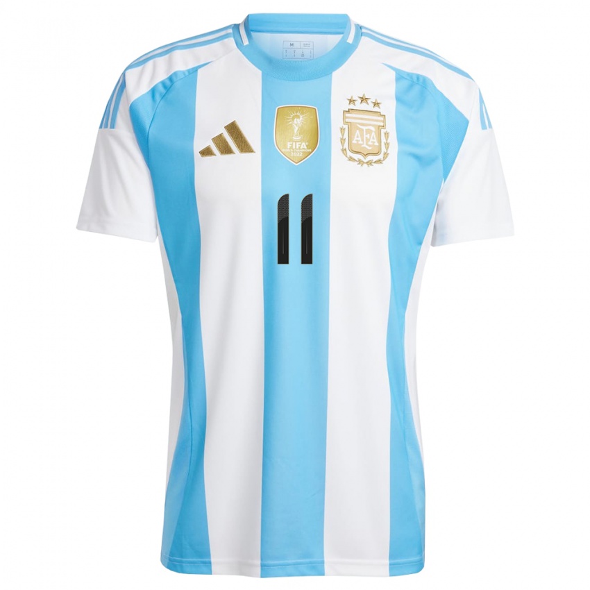 Dětské Argentina Ezequiel Barco #11 Bílá Modrá Domů Hráčské Dresy 24-26 Dres