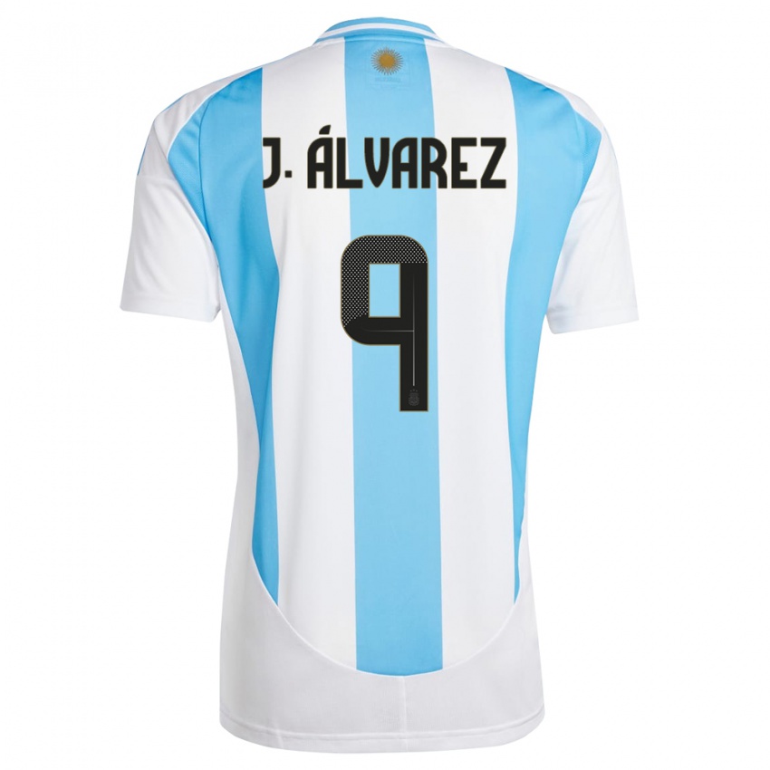 Dětské Argentina Julian Alvarez #9 Bílá Modrá Domů Hráčské Dresy 24-26 Dres