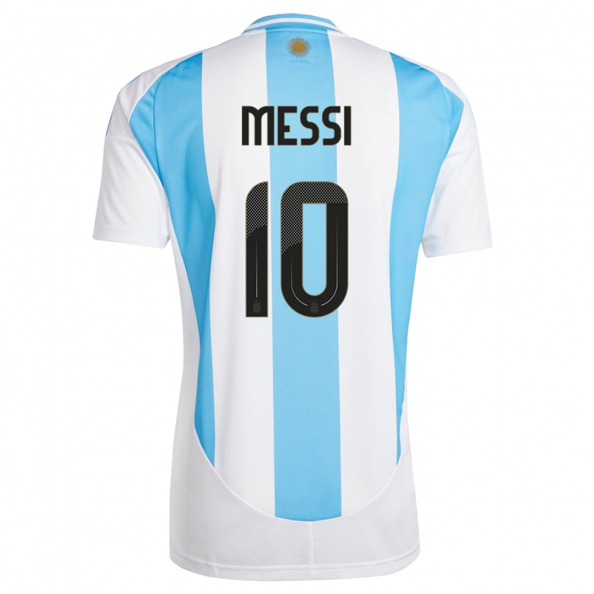 Dětské Argentina Lionel Messi #10 Bílá Modrá Domů Hráčské Dresy 24-26 Dres
