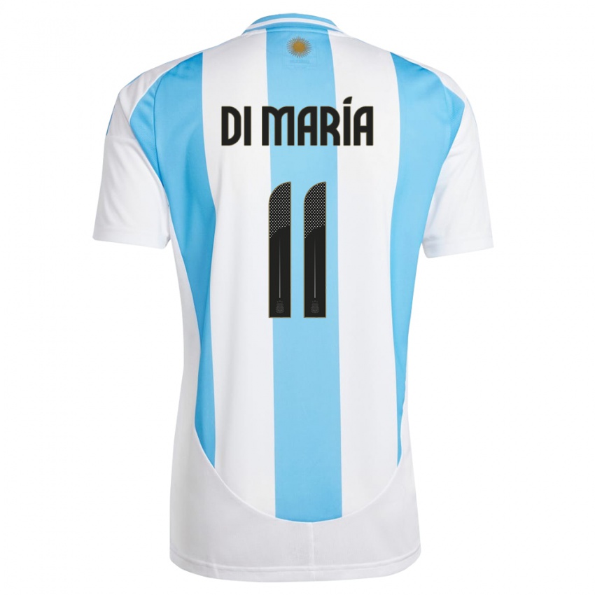 Dětské Argentina Angel Di Maria #11 Bílá Modrá Domů Hráčské Dresy 24-26 Dres