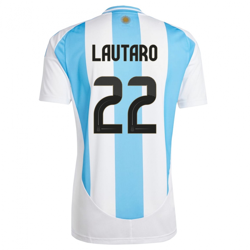 Dětské Argentina Lautaro Martinez #22 Bílá Modrá Domů Hráčské Dresy 24-26 Dres