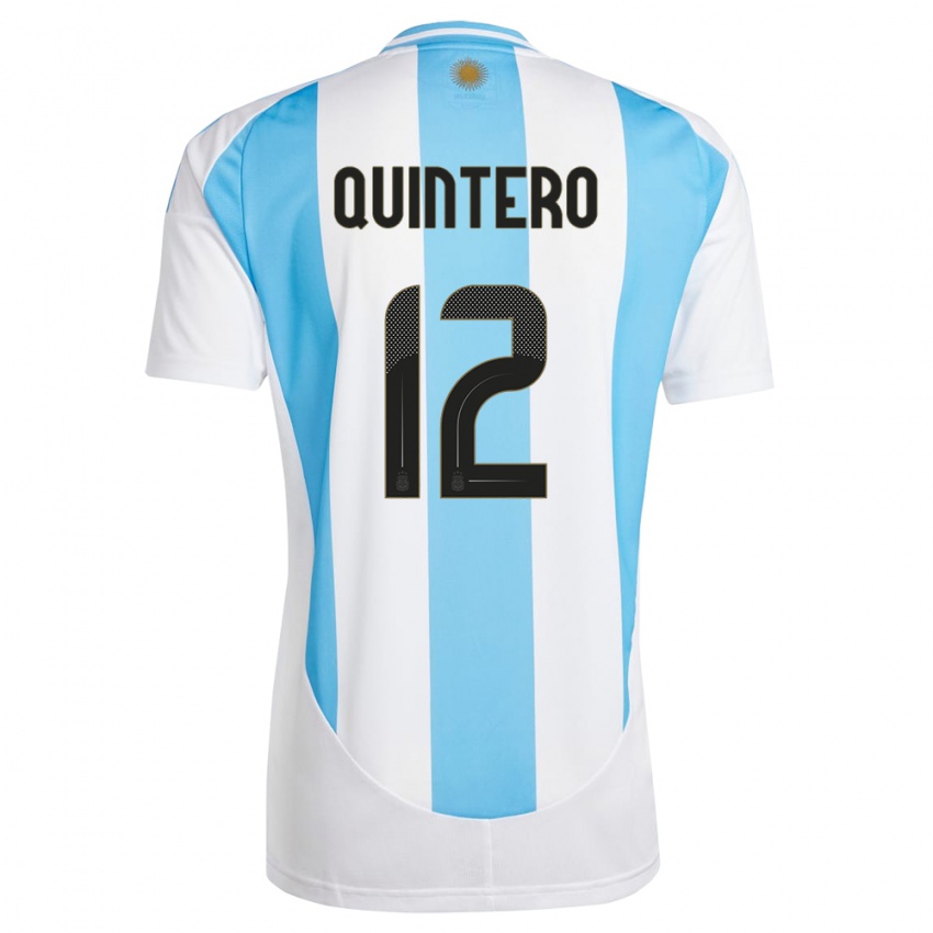 Dětské Argentina Valentino Quintero #12 Bílá Modrá Domů Hráčské Dresy 24-26 Dres