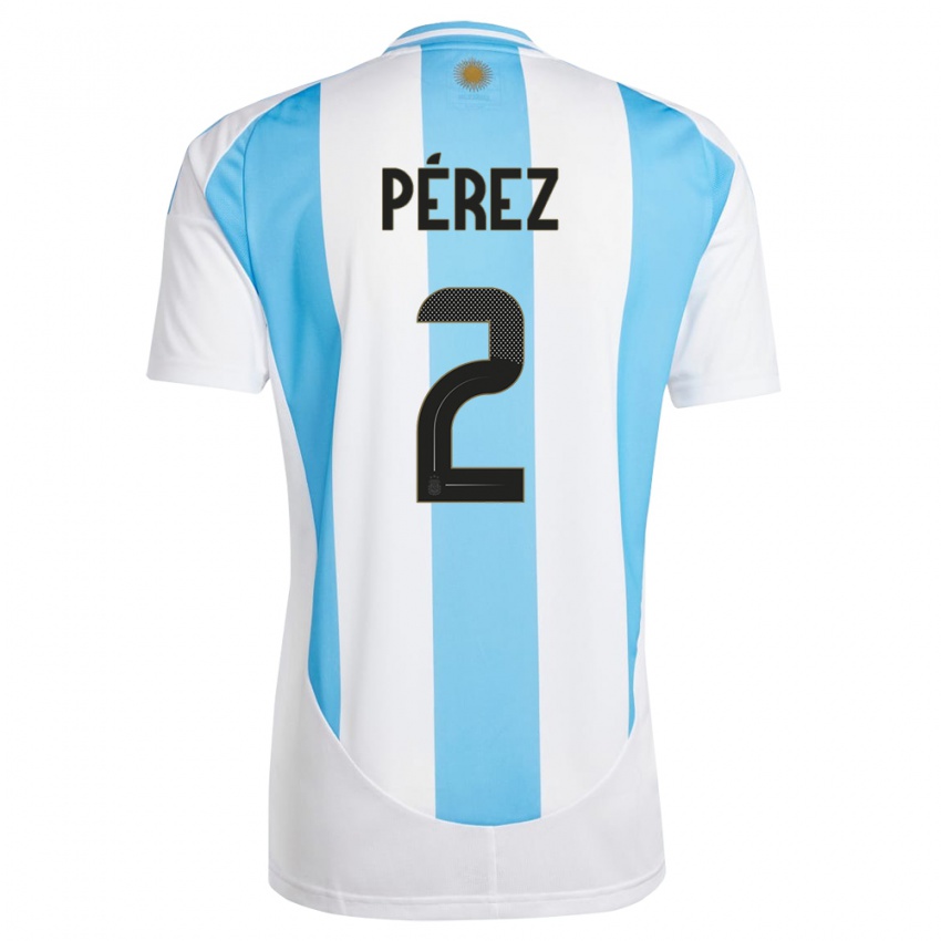 Dětské Argentina Nehuen Perez #2 Bílá Modrá Domů Hráčské Dresy 24-26 Dres