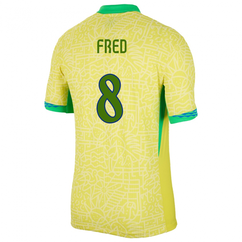 Dětské Brazílie Fred #8 Žlutá Domů Hráčské Dresy 24-26 Dres
