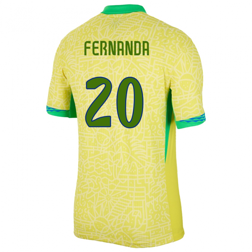 Dětské Brazílie Fernanda Palermo #20 Žlutá Domů Hráčské Dresy 24-26 Dres