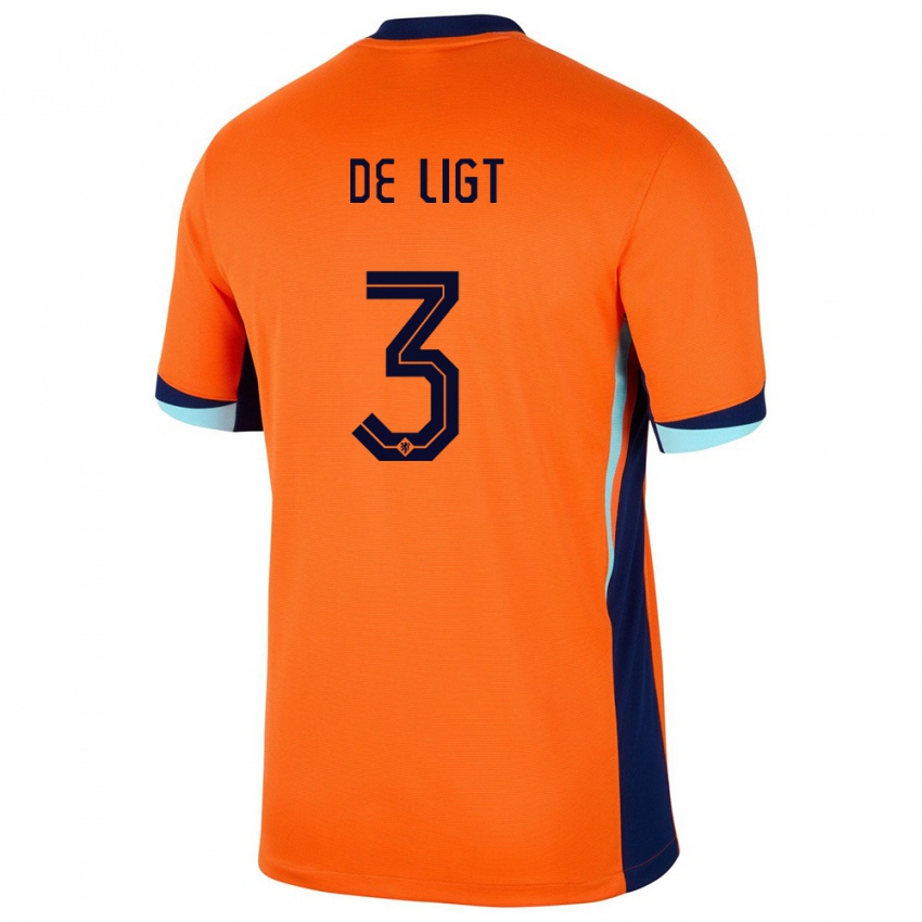 Dětské Nizozemsko Matthijs De Ligt #3 Oranžový Domů Hráčské Dresy 24-26 Dres