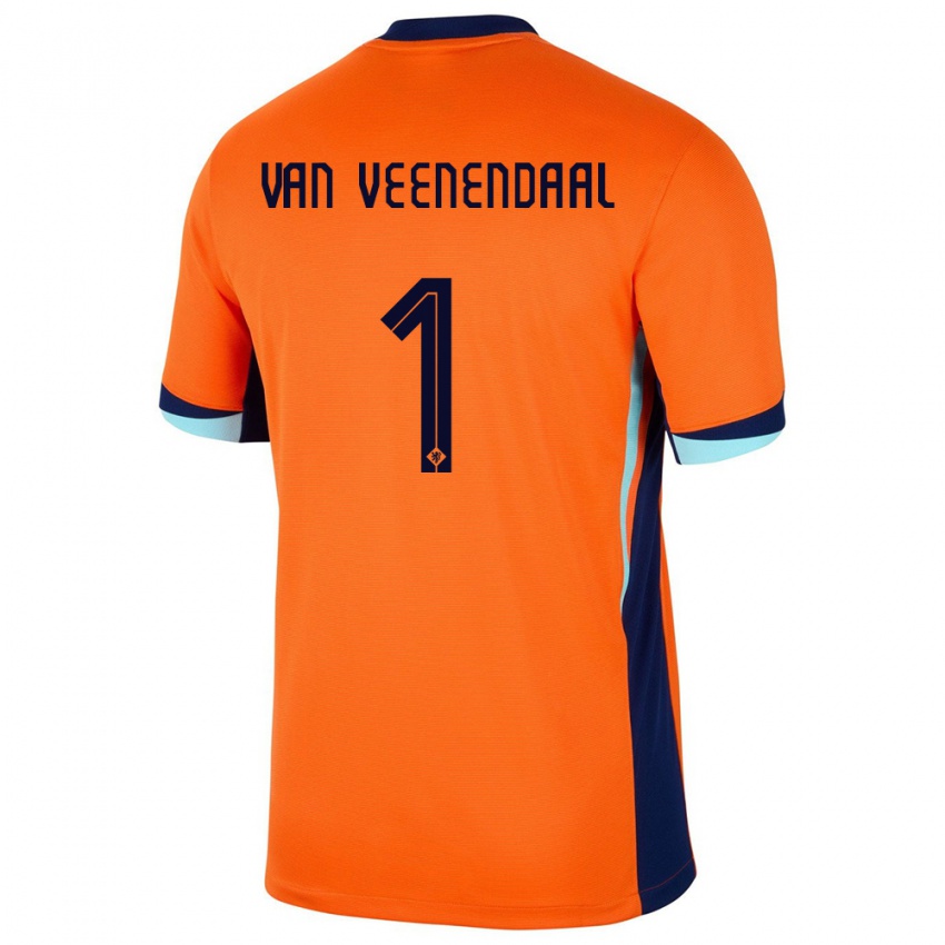 Dětské Nizozemsko Sari Van Veenendaal #1 Oranžový Domů Hráčské Dresy 24-26 Dres