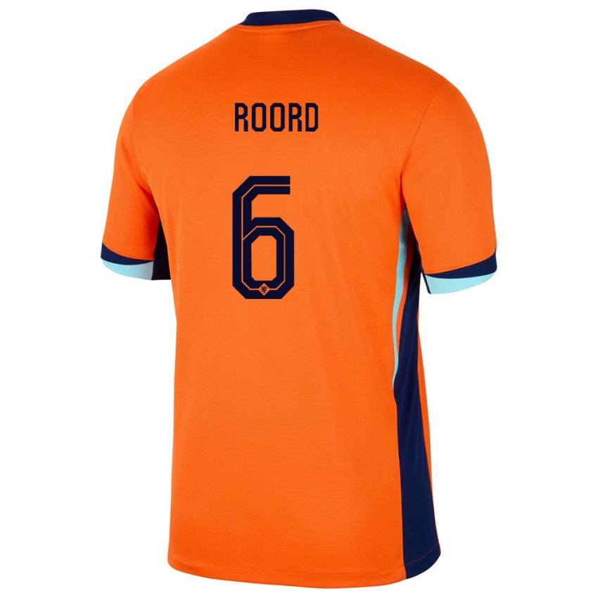 Dětské Nizozemsko Jill Roord #6 Oranžový Domů Hráčské Dresy 24-26 Dres