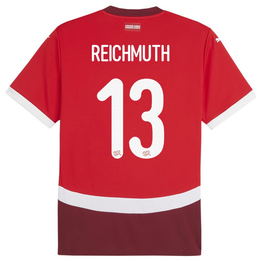 Dětské Švýcarsko Miguel Reichmuth #13 Červené Domů Hráčské Dresy 24-26 Dres