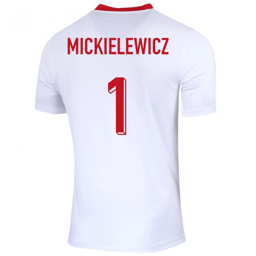 Dětské Polsko Aleksander Mickielewicz #1 Bílý Domů Hráčské Dresy 24-26 Dres