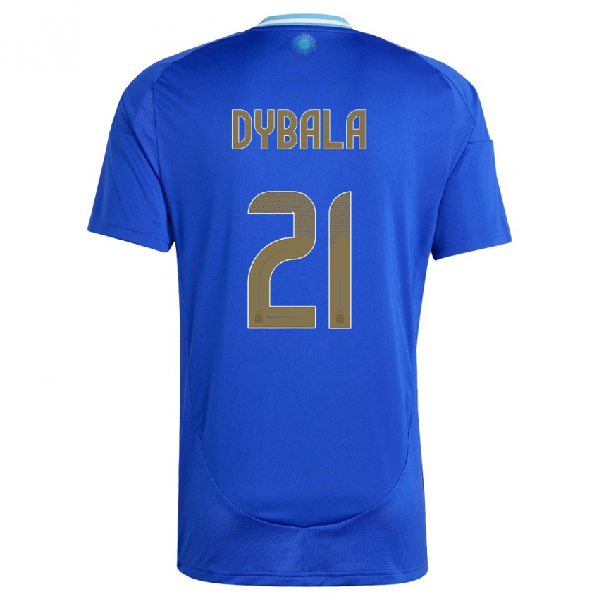 Dětské Argentina Paulo Dybala #21 Modrý Daleko Hráčské Dresy 24-26 Dres