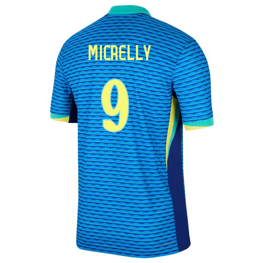 Dětské Brazílie Micaelly #9 Modrý Daleko Hráčské Dresy 24-26 Dres