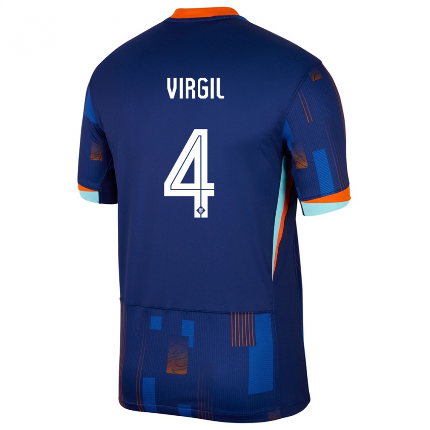 Dětské Nizozemsko Virgil Van Dijk #4 Modrý Daleko Hráčské Dresy 24-26 Dres