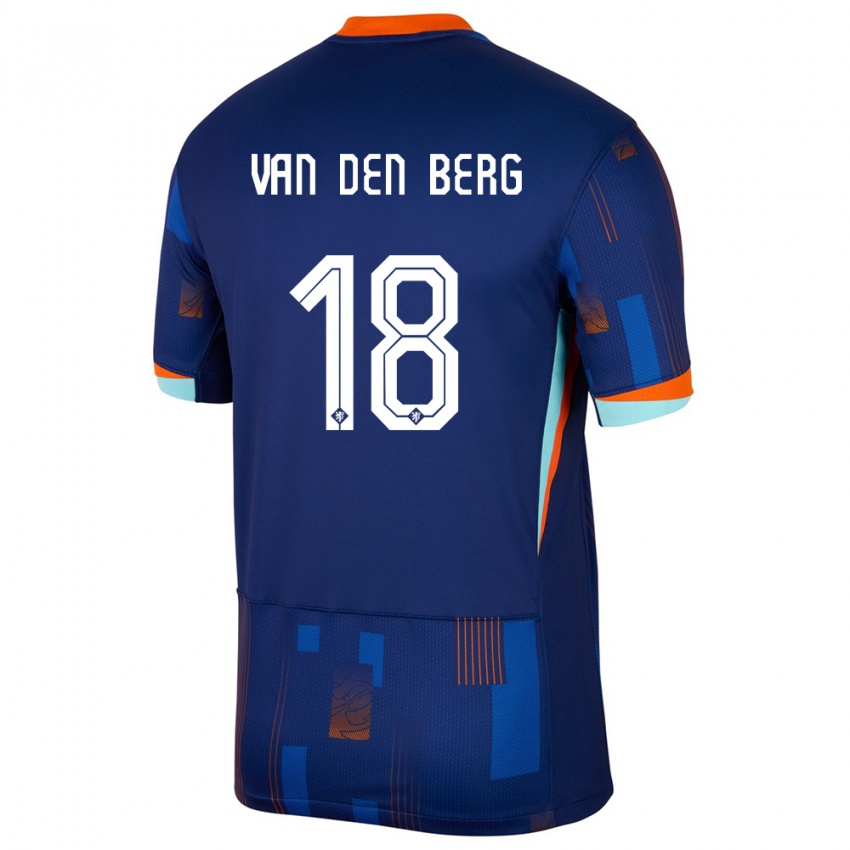 Dětské Nizozemsko Rav Van Den Berg #18 Modrý Daleko Hráčské Dresy 24-26 Dres