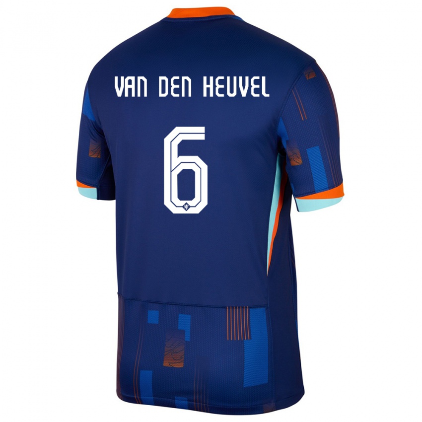 Dětské Nizozemsko Tim Van Den Heuvel #6 Modrý Daleko Hráčské Dresy 24-26 Dres