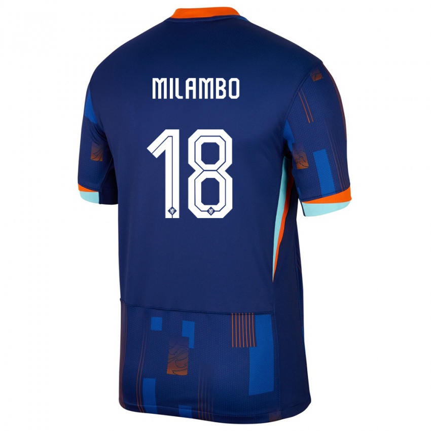 Dětské Nizozemsko Antoni Milambo #18 Modrý Daleko Hráčské Dresy 24-26 Dres