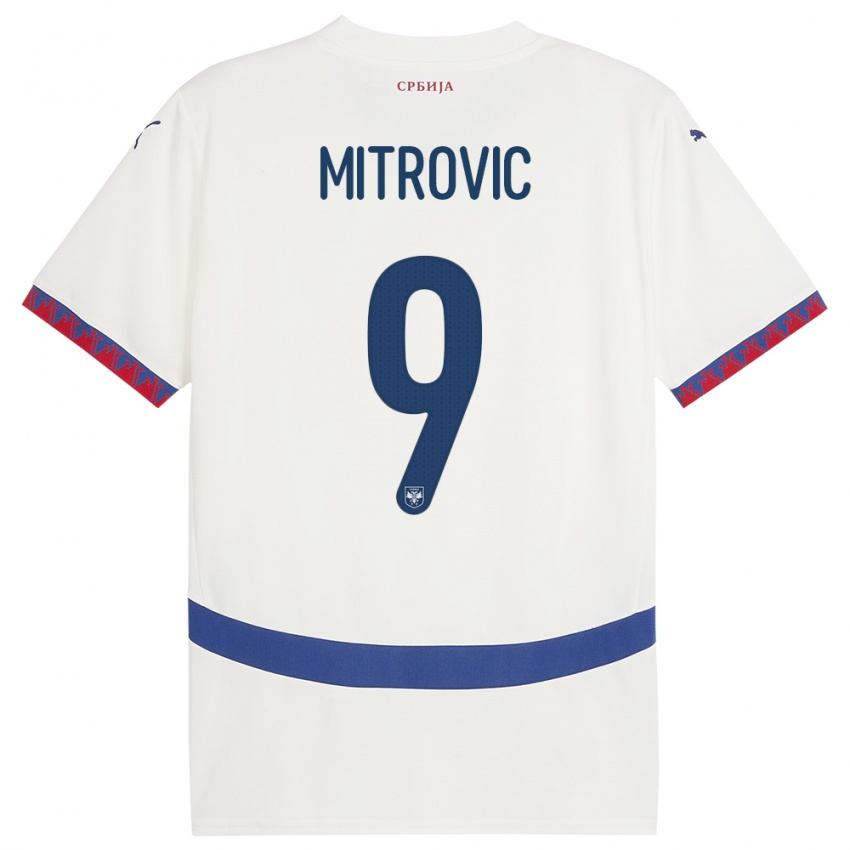 Dětské Srbsko Aleksandar Mitrovic #9 Bílý Daleko Hráčské Dresy 24-26 Dres