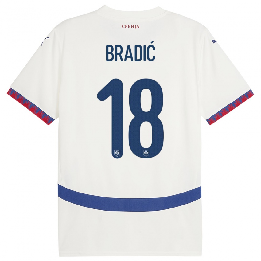 Dětské Srbsko Biljana Bradic #18 Bílý Daleko Hráčské Dresy 24-26 Dres