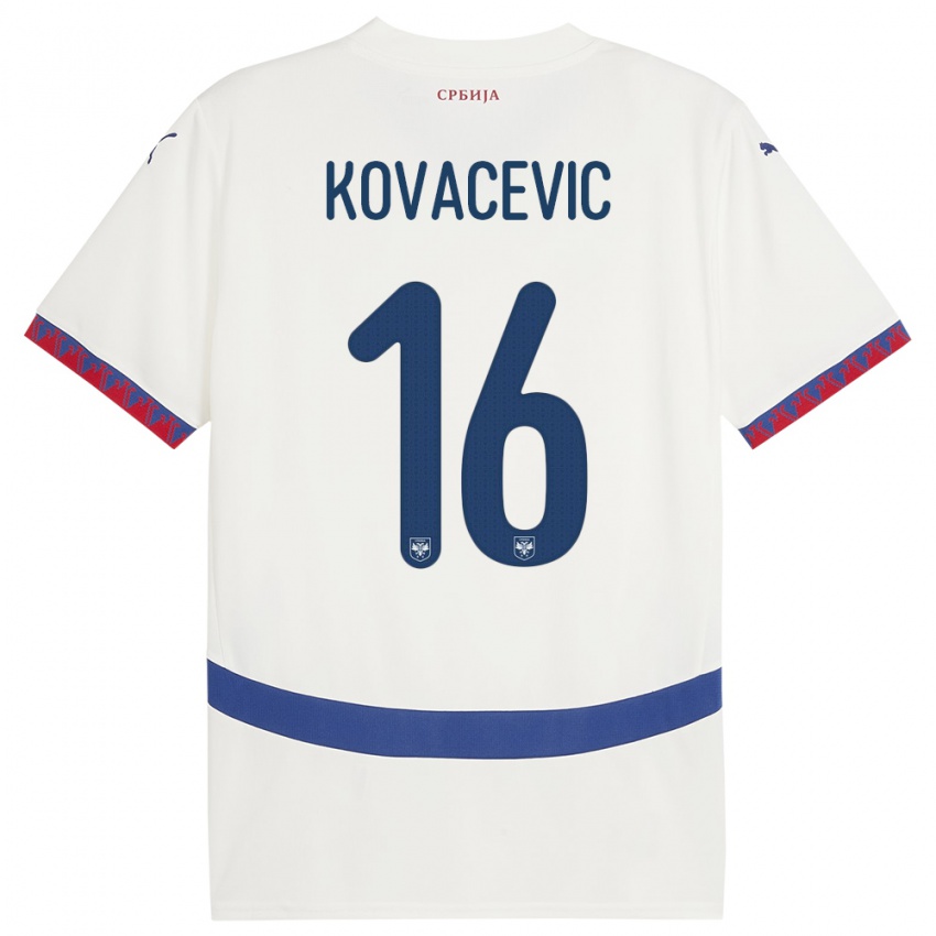 Dětské Srbsko Bojan Kovacevic #16 Bílý Daleko Hráčské Dresy 24-26 Dres